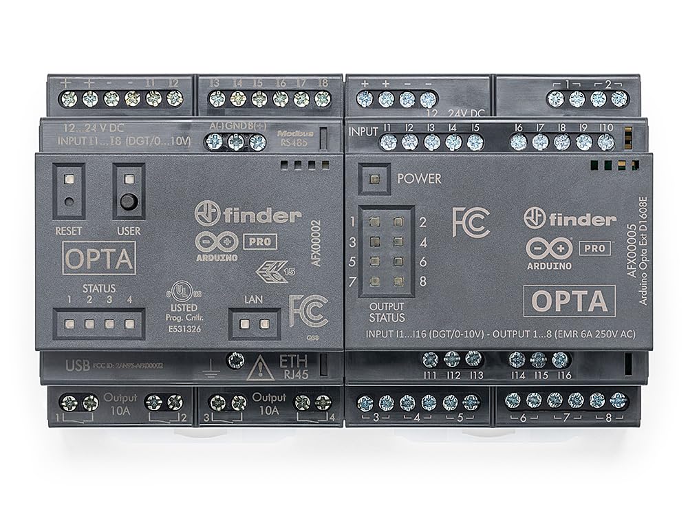 Arduino Pro Opta Ext D1608E [AFX00005] – Expansion Module with 16 Voltage Inputs & 8 Relays (250VAC 6A) for Real-Time Control, Monitoring & Predictive Maintenance