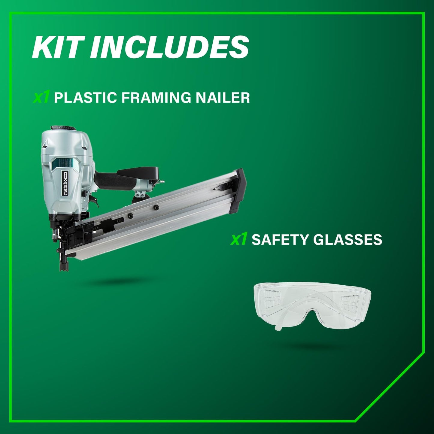 Metabo HPT Framing Nailer, Pro-Preferred Pneumatic Power Nailers in Framing Tools, Powerful Tool With Tool-less Depth Adjustment & Claw Tip, 21° 3-1/2" Plastic Collated Nails, NR90AC5