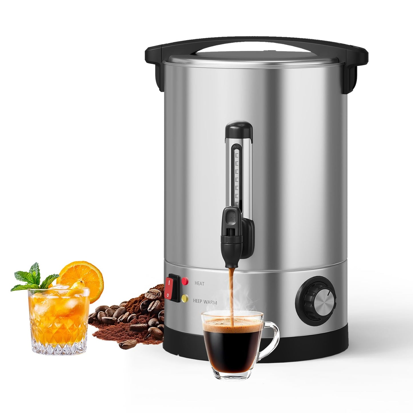 110 Cups Coffee Urn - 16 L/4.2 Gal Commercial Coffee Maker, Double Wall Stainless Steel Coffee Dispenser Hot Water Urn, Large Capacity Hot Coffee Dispenser for Meeting Wedding Catering