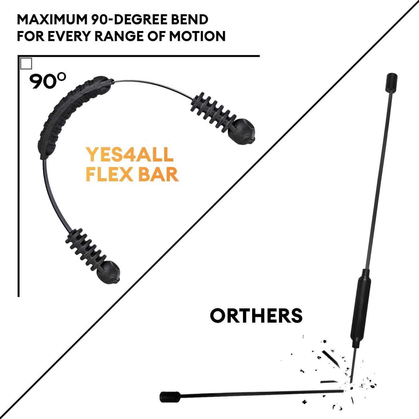 Yes4All Elastic Fitness Exercise Bar, Shake Weight, Body Physical Therapy, Body Bar Equipment for Strength Training Home Gym