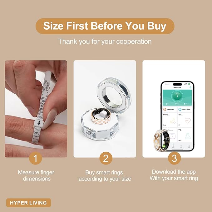 Smart Ring Health Tracker, Sleep Tracker Ring with Heart Rate, Waterproof Fitness Ring for Activity Monitoring/Steps/Distance/Calories, Air Gesture (9)