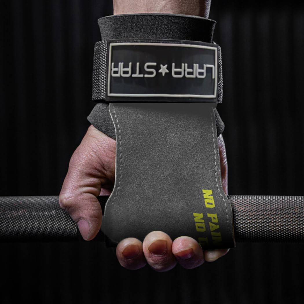 LARA STAR Weight Lifting Wrist Hooks Straps for Maximum Grip Support - Deadlift Gloves Grip Pads Alternative in Fitness Gym Power Training Pull Up Deadlifting & Shrugs