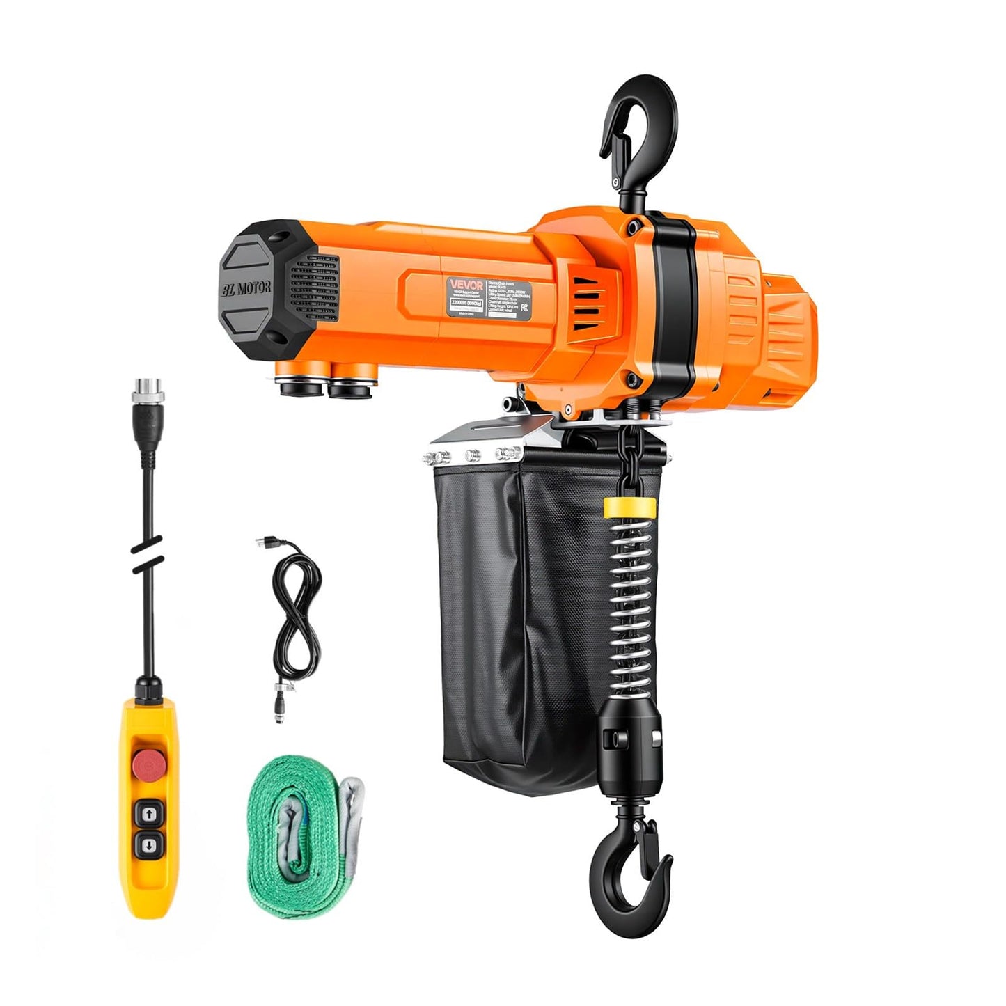 VEVOR 2200 lbs Electric Chain Hoist, 10 ft Lifting Height, 120V Single Phase Overhead Crane with 10 ft Wired Remote Control, G100 Chain Electric Lift Hoist for Factories, Warehouses, Garages