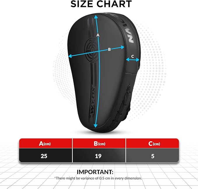 WYOX Curved Focus Mitts for Boxing & MMA | Durable PU Leather Punching Pads with Adjustable Strap | Ideal for Muay Thai, Kickboxing, Martial Arts Training – Hand Target Strike Shield for Men & Women