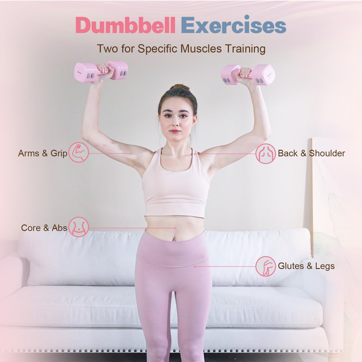 kisnbld Adjustable Dumbbell Set of 2, 2 in 1 Free Weights Dumbbells & Kettlebell Set for Women with Fast Adjustment, Each 2lb 3lb 4lb 5lb Hand Weights Set for Home Gym & Outdoor Exercise Training