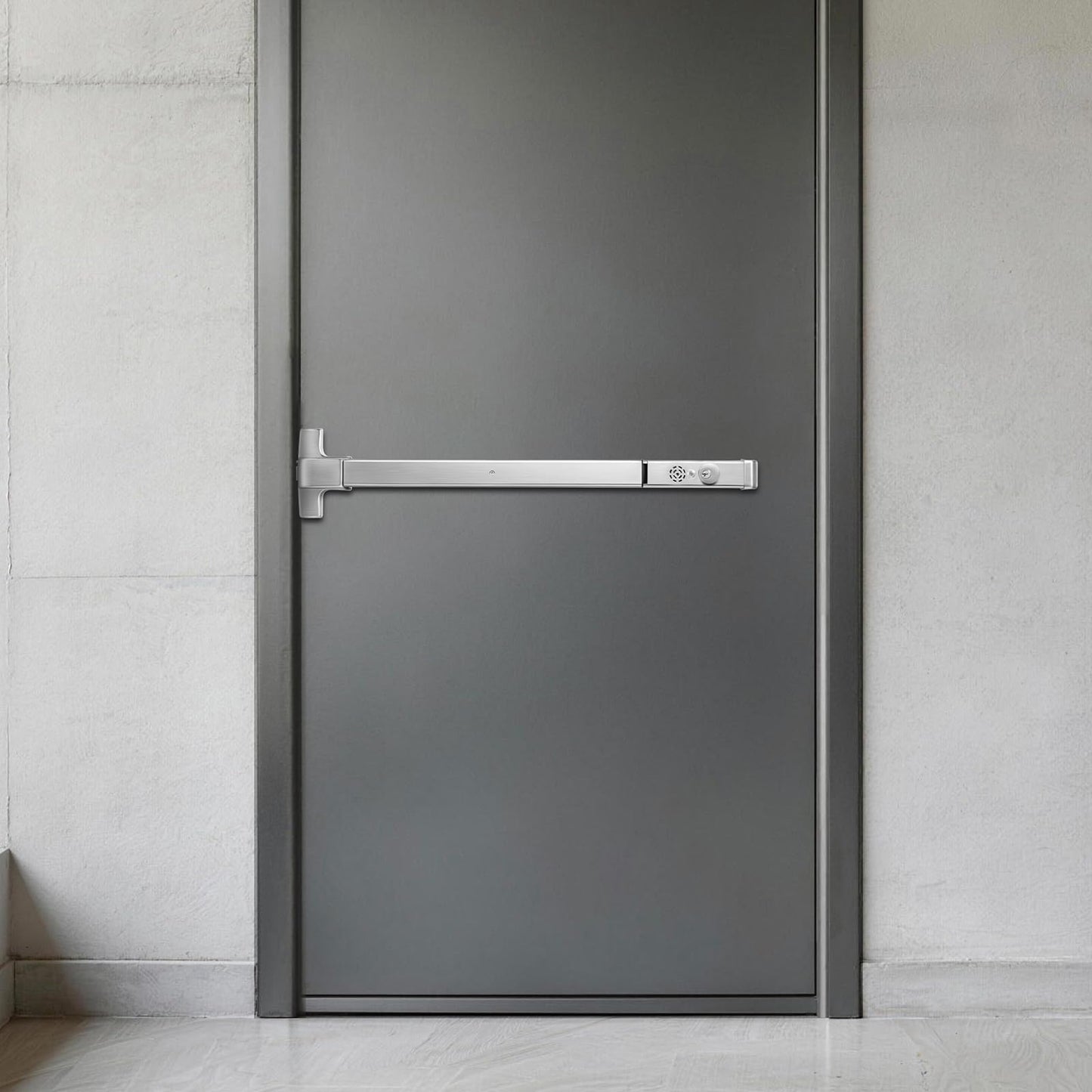 VEVOR Push Bar Panic Exit Device, 31" Stainless Steel Commercial Panic Bar for Exit Doors, Emergency Exit Door Hardware with Auto Alarm System and Sticker, for 31"-46" Wood or Metal Door, Silver