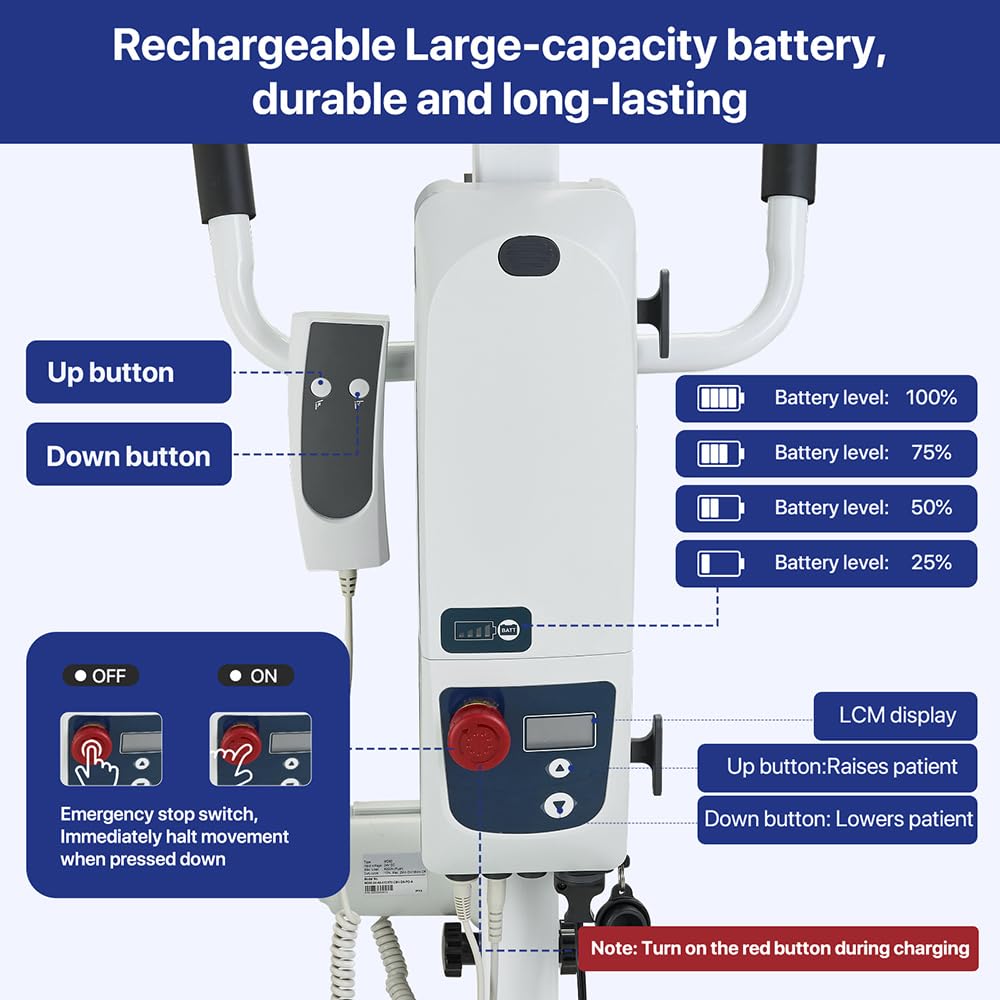 Coisioke Electric Patient Lift Premium Aluminum Folding Electric Patient Lift for Home Travel and Healthcare Efficient 440lbs Electric Body Lightweight Transfer Lift