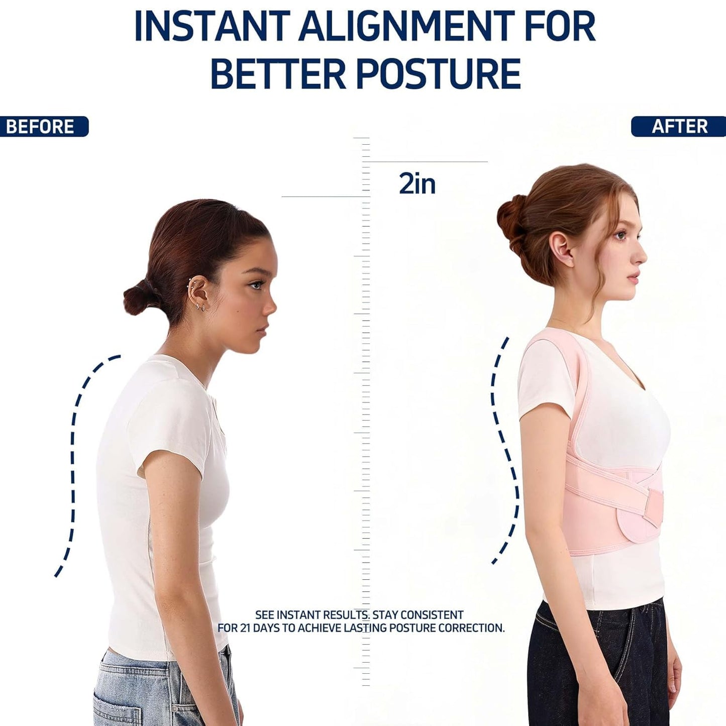 Zrughno Posture Corrector for Women and Men Back Brace Support Shoulder Straightener Hunchback Instant Scoliosis Adjustable (Pink, XXX-Large (Waist 45.2"-49.2”))