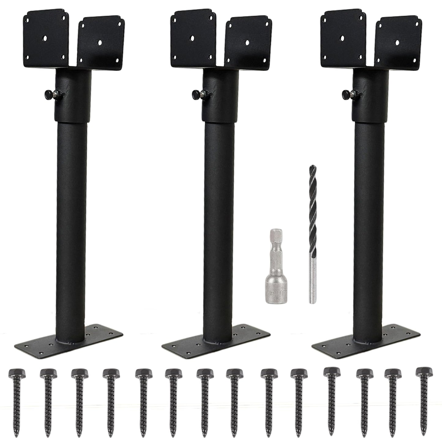 SITYEUR 3 Packs Roof Riser Brackets 3.6" Adjustable Saddle Roof Riser 16.5" High Galvanized Steel Pergola Bracket