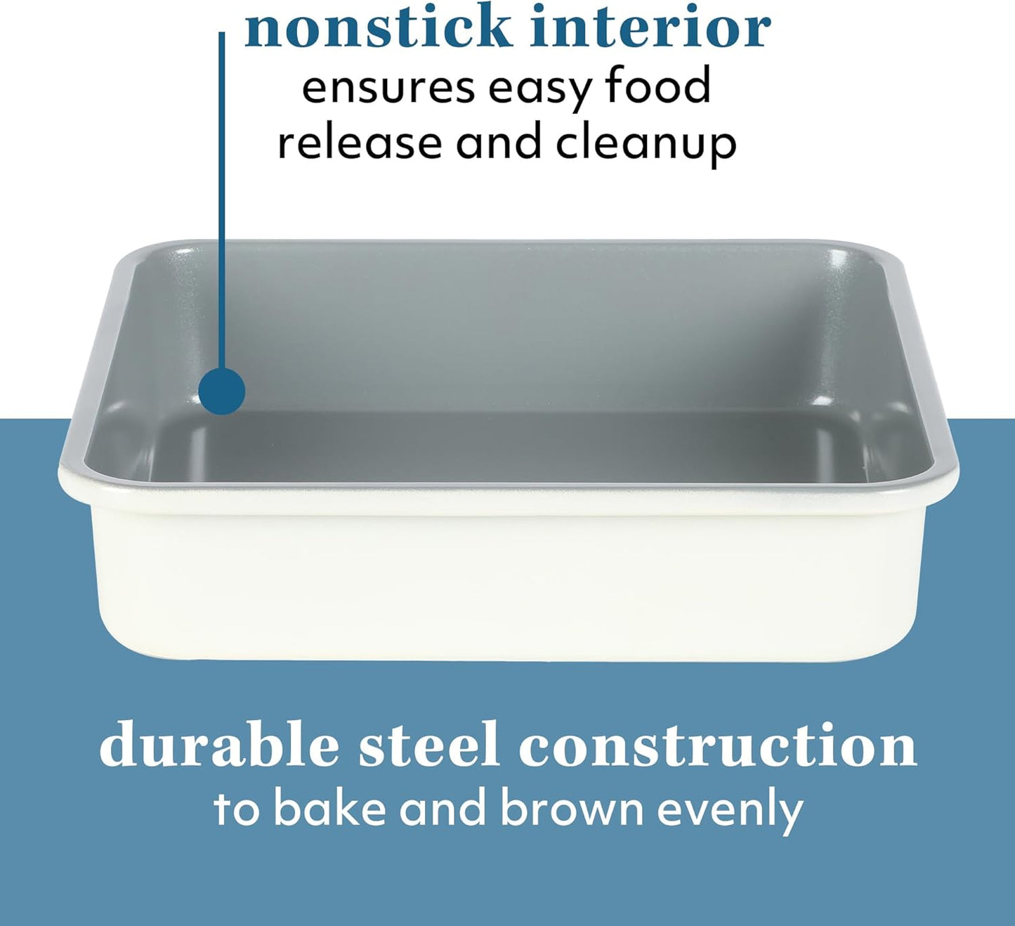 Sur La Table Nonstick Rectangular Cake Pan - 9 Inch, PFOA & PFAS Free, Linen White Finish