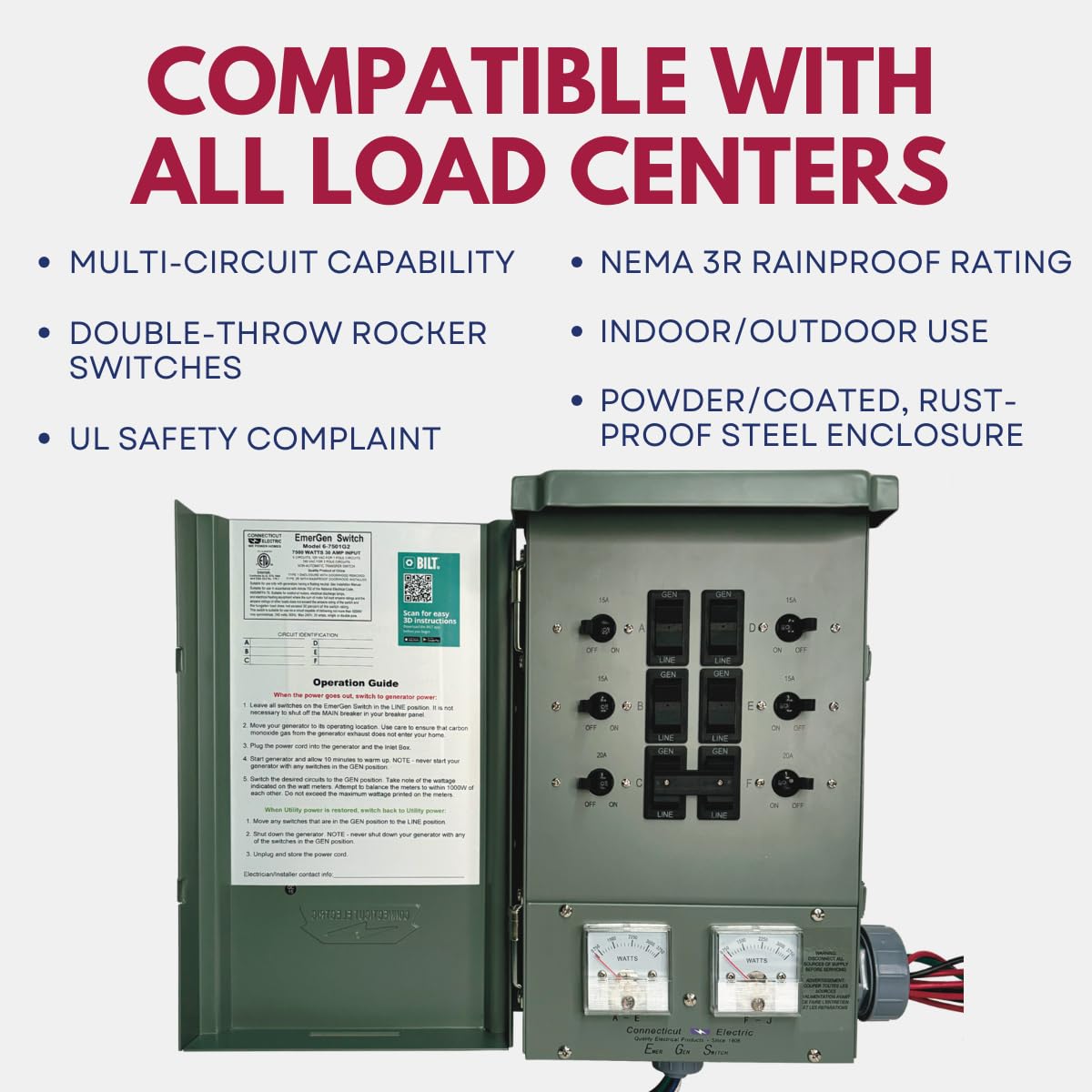 Connecticut Electric EmerGen Backup Power Manual Transfer Switch Kit - 30Amp 6-Circuit 7500 Watts (Transfer Switch Kit)