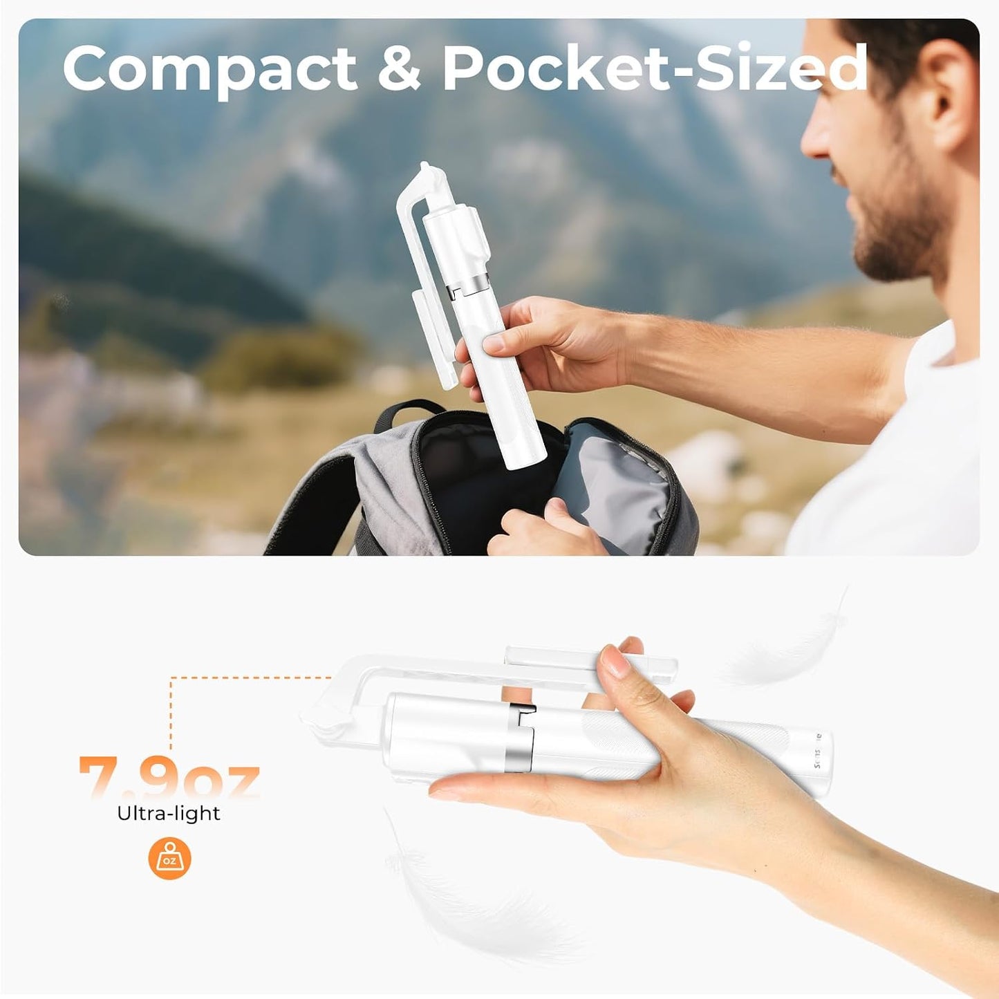 SENSYNE 53" Selfie Stick for Phone, Extendable Travel Tripod with Detachable Remote for Photography, Selfies