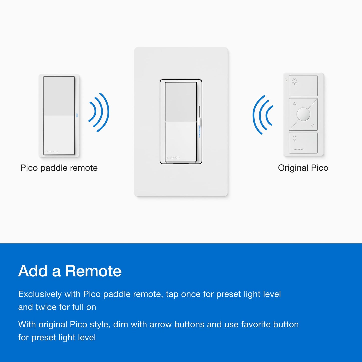 Lutron Diva Smart Dimmer Light Switch for Caseta Lighting (Lutron Smart Hub Required), for LED Lights, 150W, Single-Pole/3-Way, No Neutral, White, 2 Pack (DVRF-6LS-WH-2)