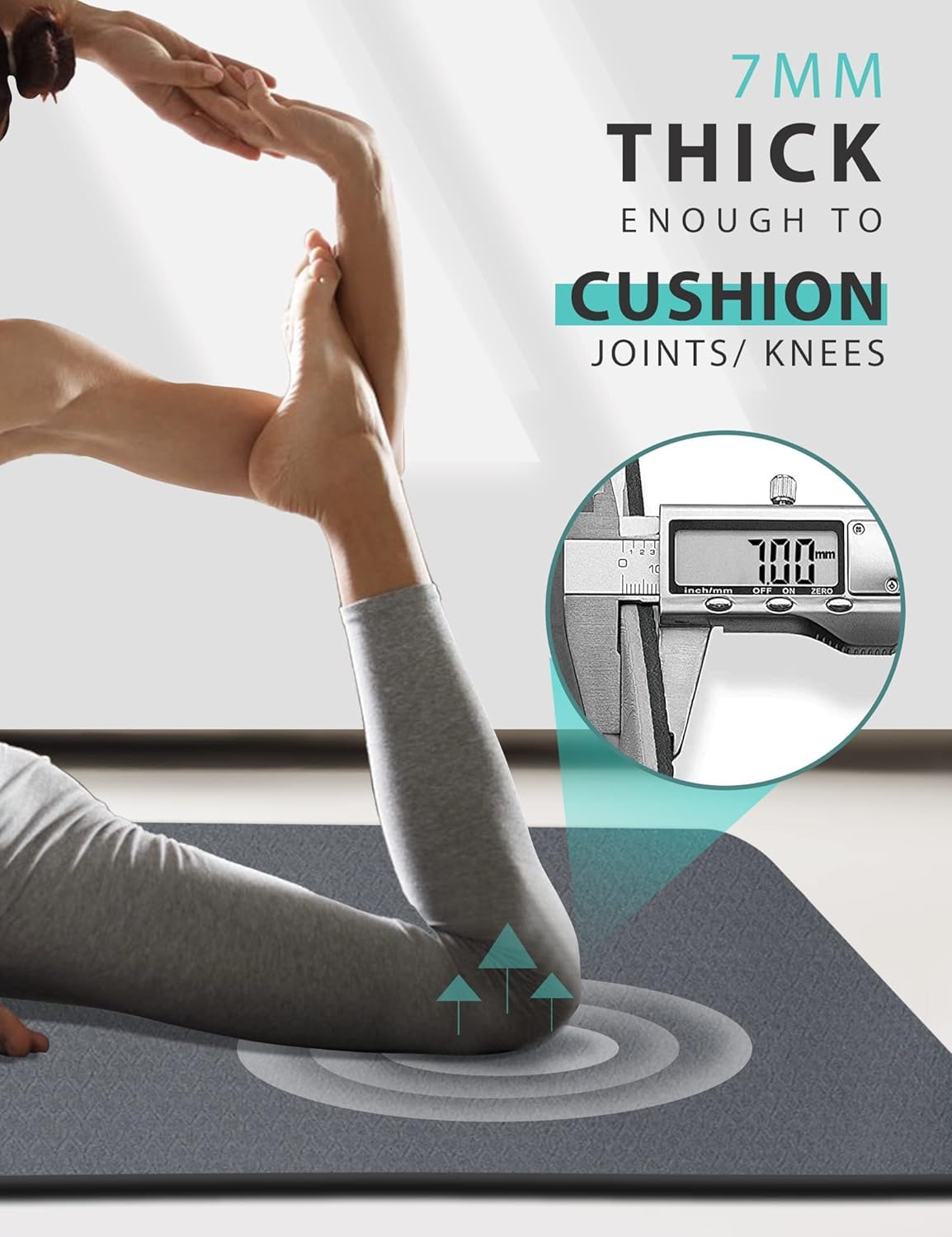 Yoga Mat Double-Sided Non Slip, 72'' x 32'' x 7mm - Extra Wide & Thick Yoga Mat with Strap, Ideal for Men Women Kids, Professional TPE Yoga Mats for Home Workout, Pilates and Floor Exercises
