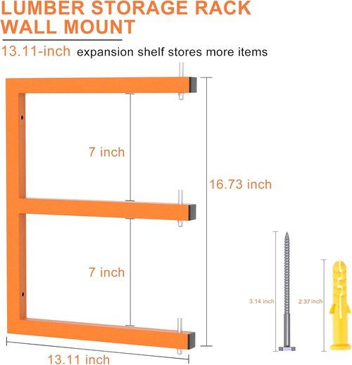 Lumber Rack | 6-Pack Wall-Mounted Heavy Duty Wood Storage Racks - 1980 LB Capacity, Orange