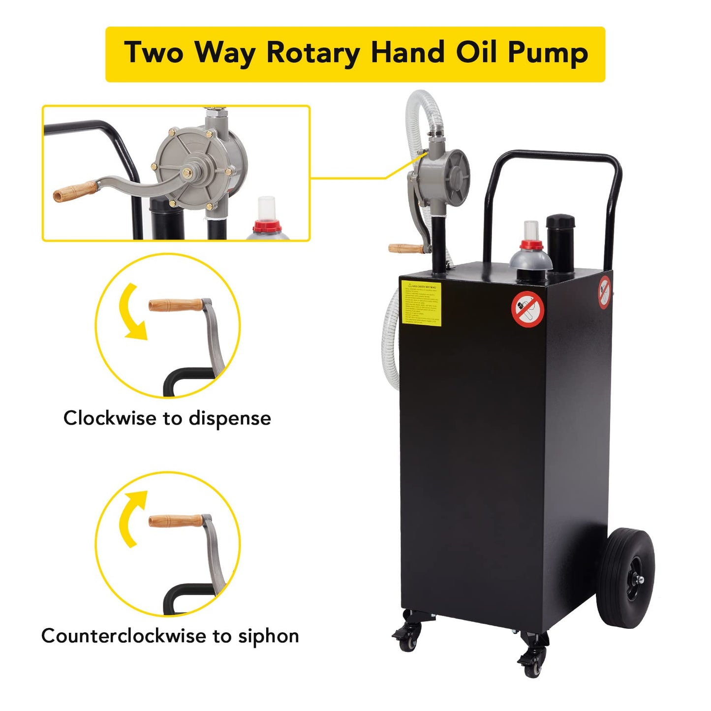 30 Gallon Gas Caddy - Portable Fuel Tank with Pump Gasoline Tank Portable Fuel Storage Tank for Boat, Car,Garden, Lawnmower, ATV
