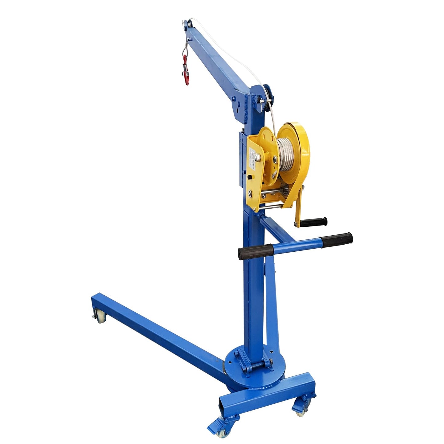JARYANNIX Portable Folding Mini Crane Small Hoist Heavy-Duty Manganese Steel Lift with Rolling Casters for Construction, Warehousing Truck Loading 1100LBS Capacity