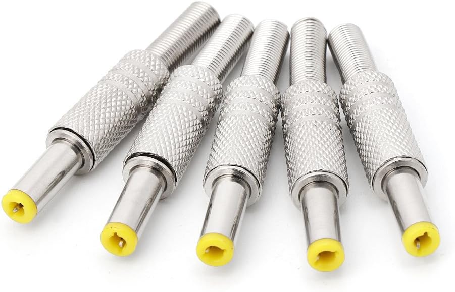 VLSQHNCF 5Pcs 5.5x2.5mm MP3 MP4 Male Plug Metal Connector Adapter for Player Player Audio-Video Equipment Banana Cable