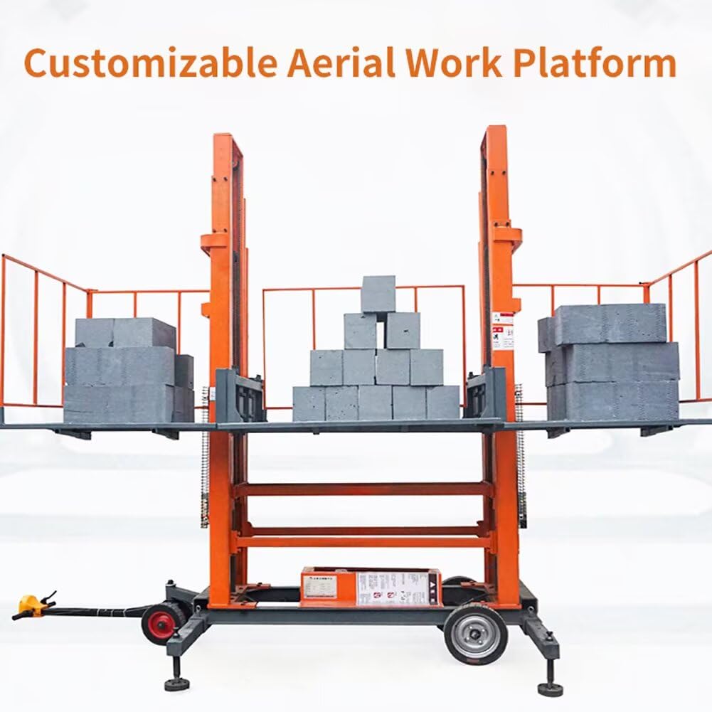1Ton/2200Lbs Load Aerial Mobile Lifter Scaffolding,Electric Remote Control Lifting Platform,Hydraulic Masonry Work Platform for Construction Site Wall Laying Plastering
