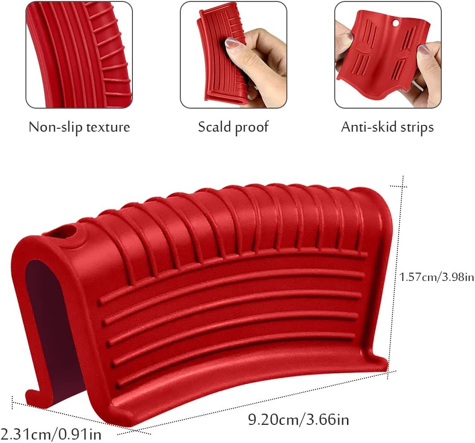 Skiennix Silicone Assist Handle Holder - Non-Slip Heat Resistant Grip Cover for Cast Iron Skillets | Red