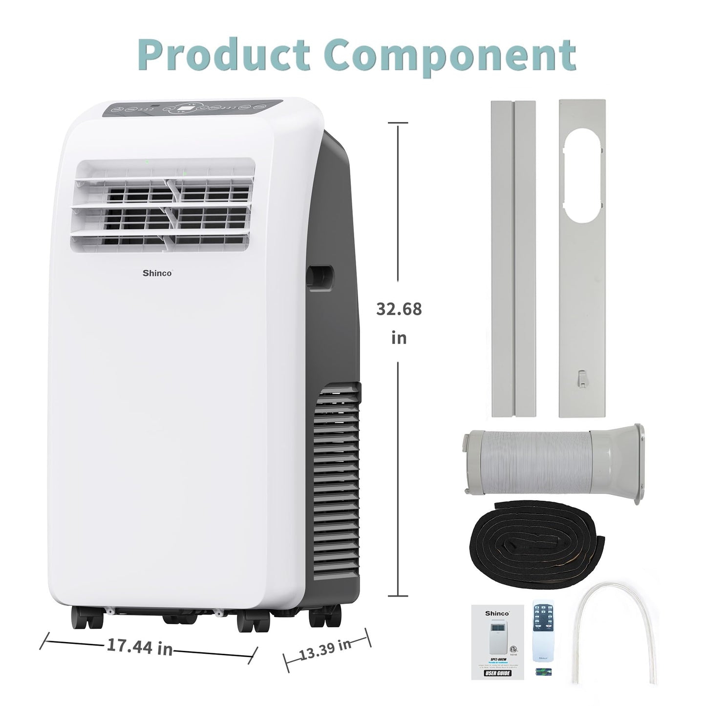 Shinco 10,000 BTU Portable Air Conditioner - 3-in-1 Cool/Dehumidifier/Fan for Rooms Up to 400 sq.ft, Remote Control & 24H Timer, Compact AC Unit for Bedroom/Office