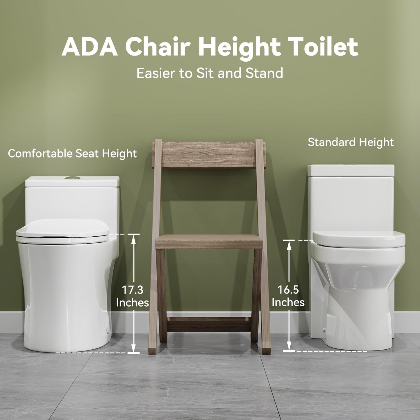 HOROW T0338W One Piece Toilet with Non-Electric Bidet Toilet Seat, Elongated ADA Chair Height Toilets with Adjustable Nozzles Seat, Powerful Dual Flush & Soft Closing Seat Include, White