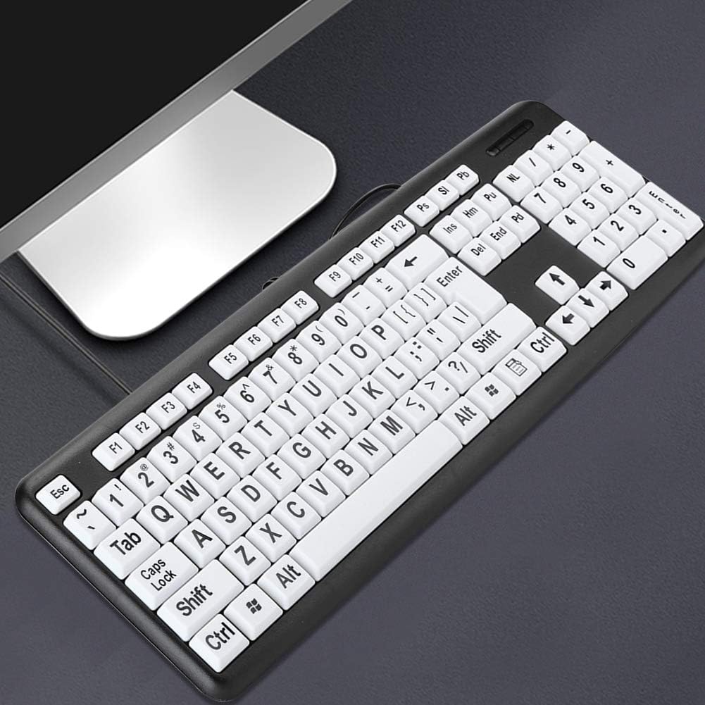 Kafuty-1 Large Print Computer Keyboard Wired Large Letter Key Keyboard USB Low Vision Keyboard with Oversized Print