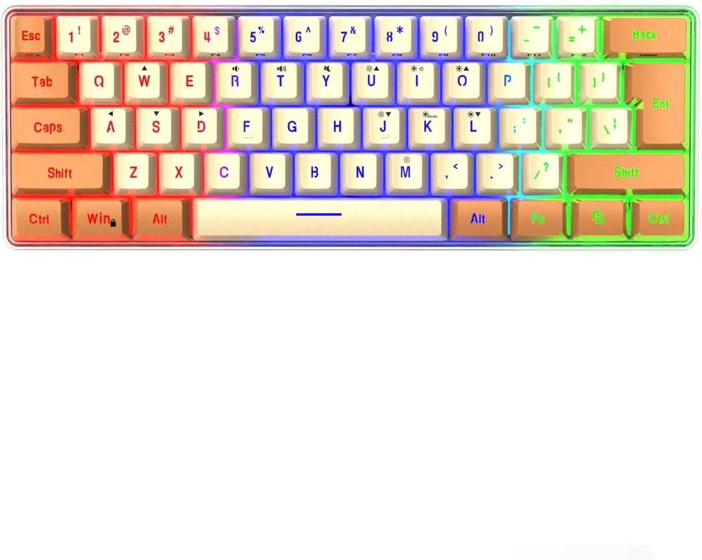 Lovskoo 61 60 Keys Gaming Keyboard Wired Mechanical Keyboard Percent Keyboard Portable Light Up Keyboard for Computer