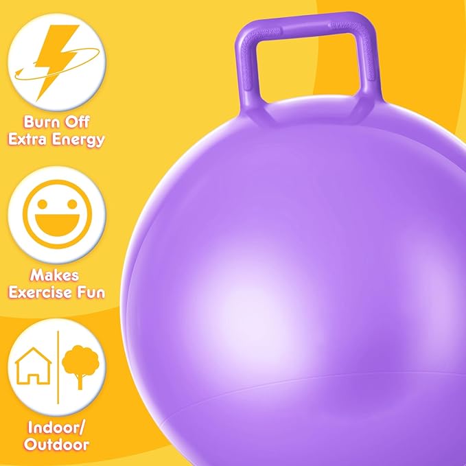 Lewtemi 6 Pcs Hopper Ball Carnival Outdoor Games 29 Inch Jumping Hopping Inflatable Ball Bouncing Ball with Handle and Air Pump for Adults Sport Exercise (Light Colors)
