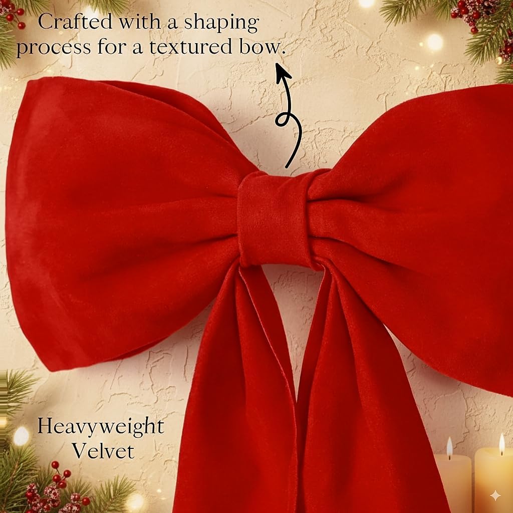 Regine Switzerland Large Ruby Red Velvet Bow - 50 x 20 Inch Christmas & Wedding Decor | Giant Valentine's Day Decoration