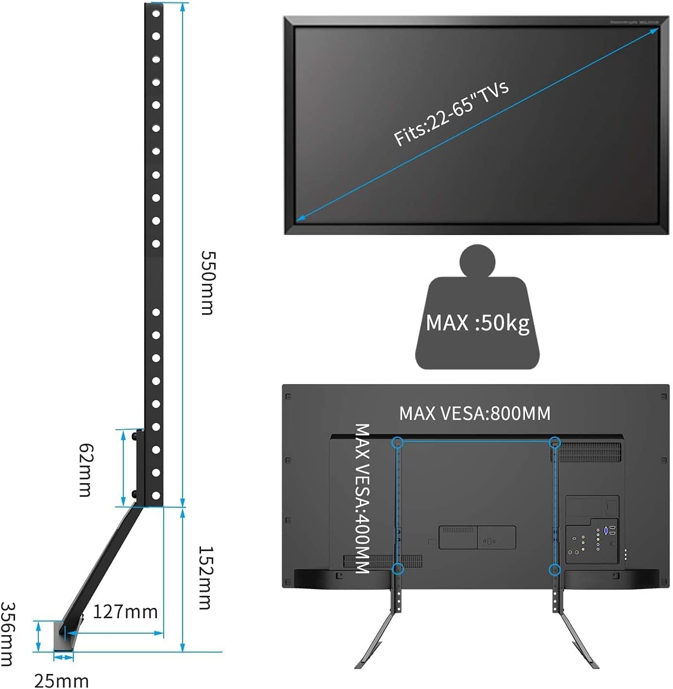 suptek 22-65 inches 800x400mm 110lbs Universal TV Stand Table Top Replacement TV Legs for LCD Flat&Curved Screen TV