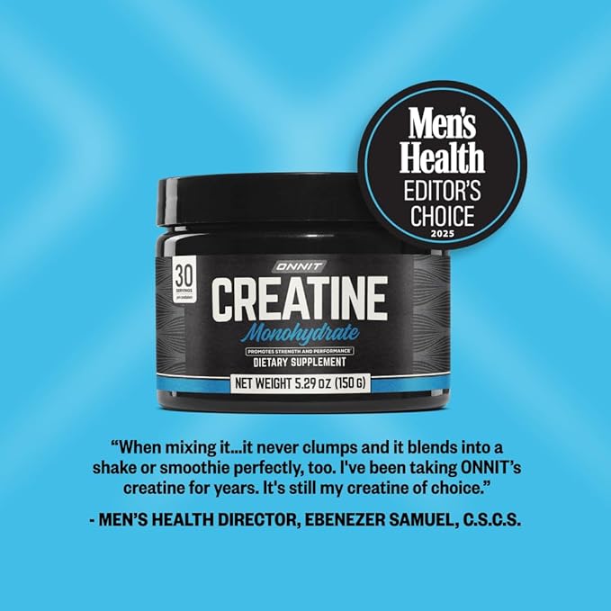ONNIT Creatine Monohydrate Powder – 5g Premium Creatine for Muscle Strength, Power & Lean Mass, Supports Brain Health & Cellular Energy, Unflavored, 30 Servings, 5.29 oz (3-Pack)