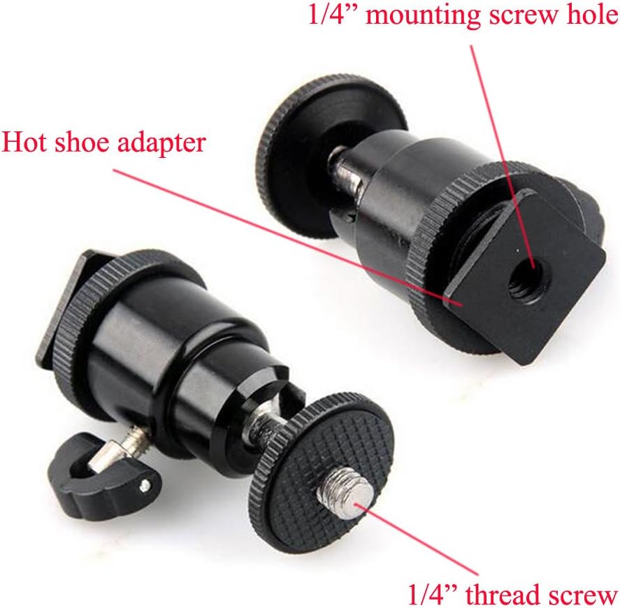 Walway 360 1/4" Hot Shoe Mount Adapter, Degree Screw Swivel Mini Ball Head Cradle Adapter for DSLR