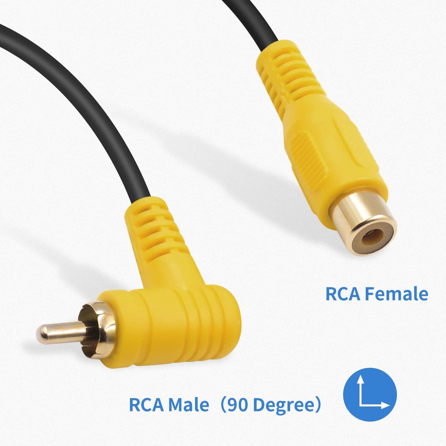 Elbow (15cm 2PCS) RCA Audio Cable Gold-Plated RCA line Lotus Male and Female Extension Lotus AV Video Cable Projector