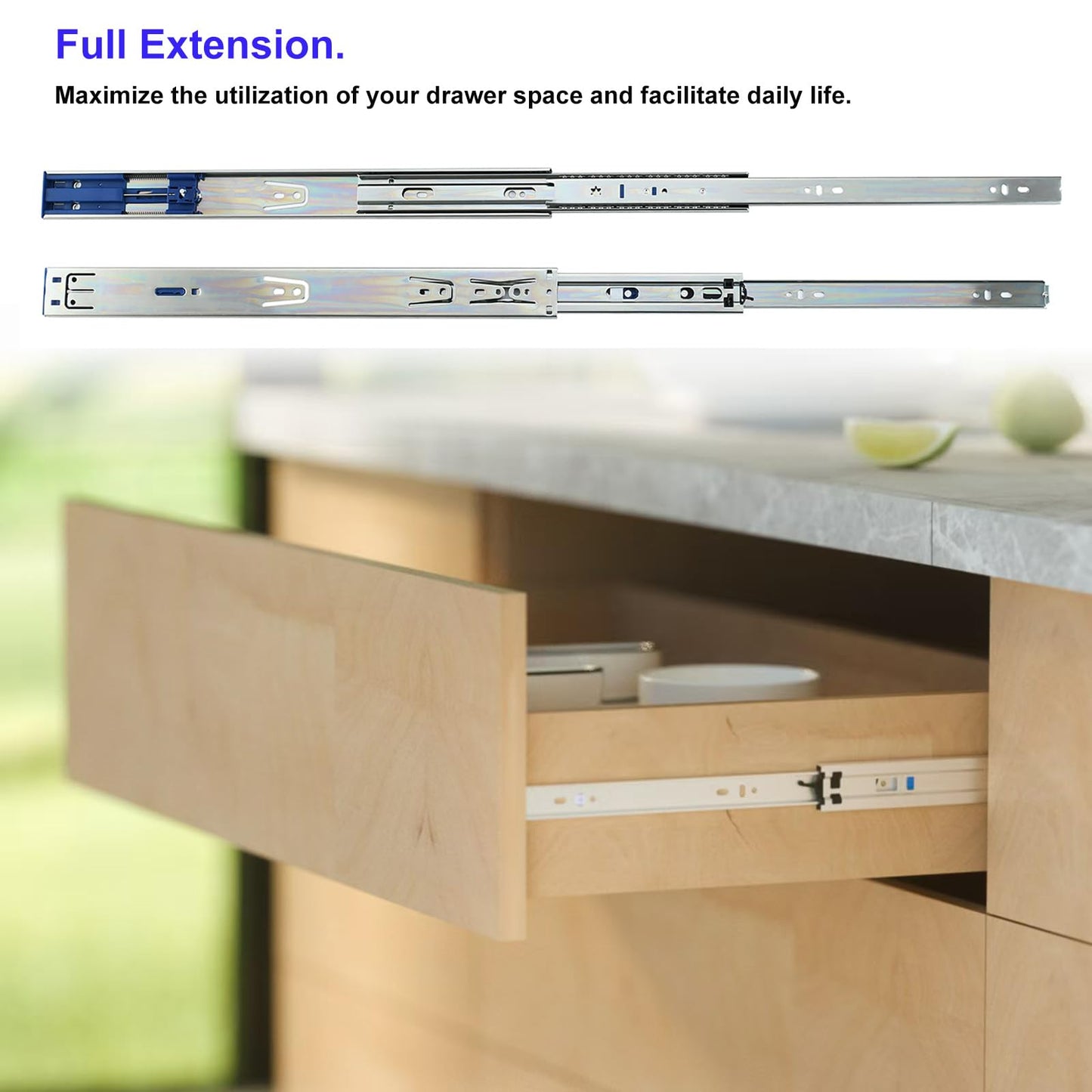 Tobinice 20 Inch Soft Close Drawer Slides,2 Pairs Heavy Duty 100 LB Capacity Full Extension Ball Bearing Side Mount Drawer Glides