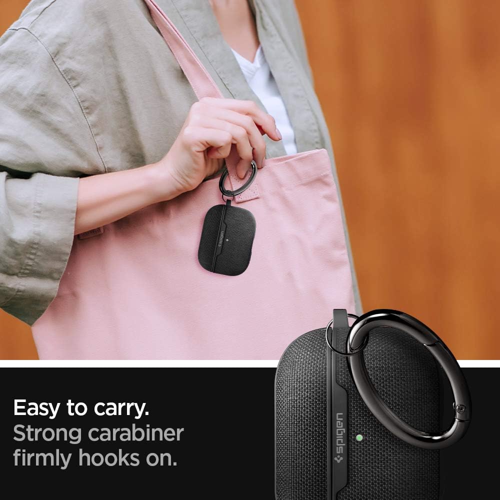 Spigen (2019) Urban Fit Designed for AirPods Pro Case Premium Fabric Cover with Carabiner - Black