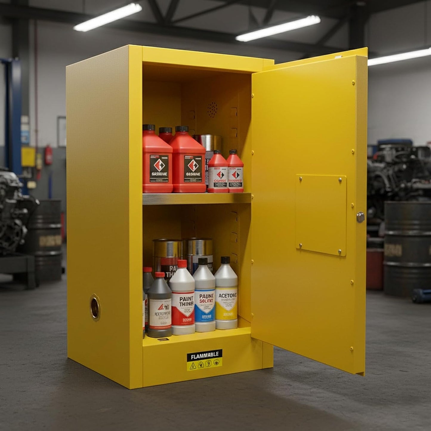 BLUEIAN 30 Gallon OSHA Flammable Storage Cabinet | 36x23x23 Double-Wall Steel Fire Cabinet with 3-Point Lock, Leak-Proof Sump & ESD Grounding Cable for Gasoline, Chemicals