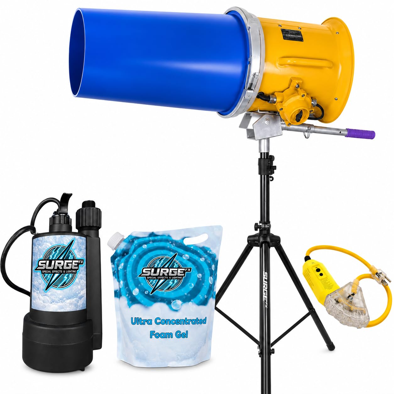 SurgeFX Foam Blaster Maxx v2 Foam Cannon Machine, 550W High-Velocity Professional Foam Party Machine with 360° Rotation, 3-7 ft Telescopic Stand, Toolless Cleaning for Events & Rentals
