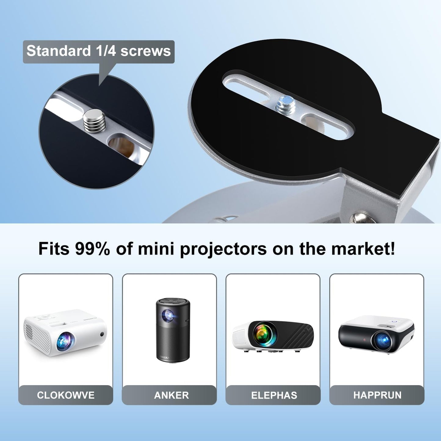 ZDSSY Setup, (1/4-Inch Mini Projector Stand Table, Desk, Wall and Ceiling Mount, Ultra-Stable with Easy Compact