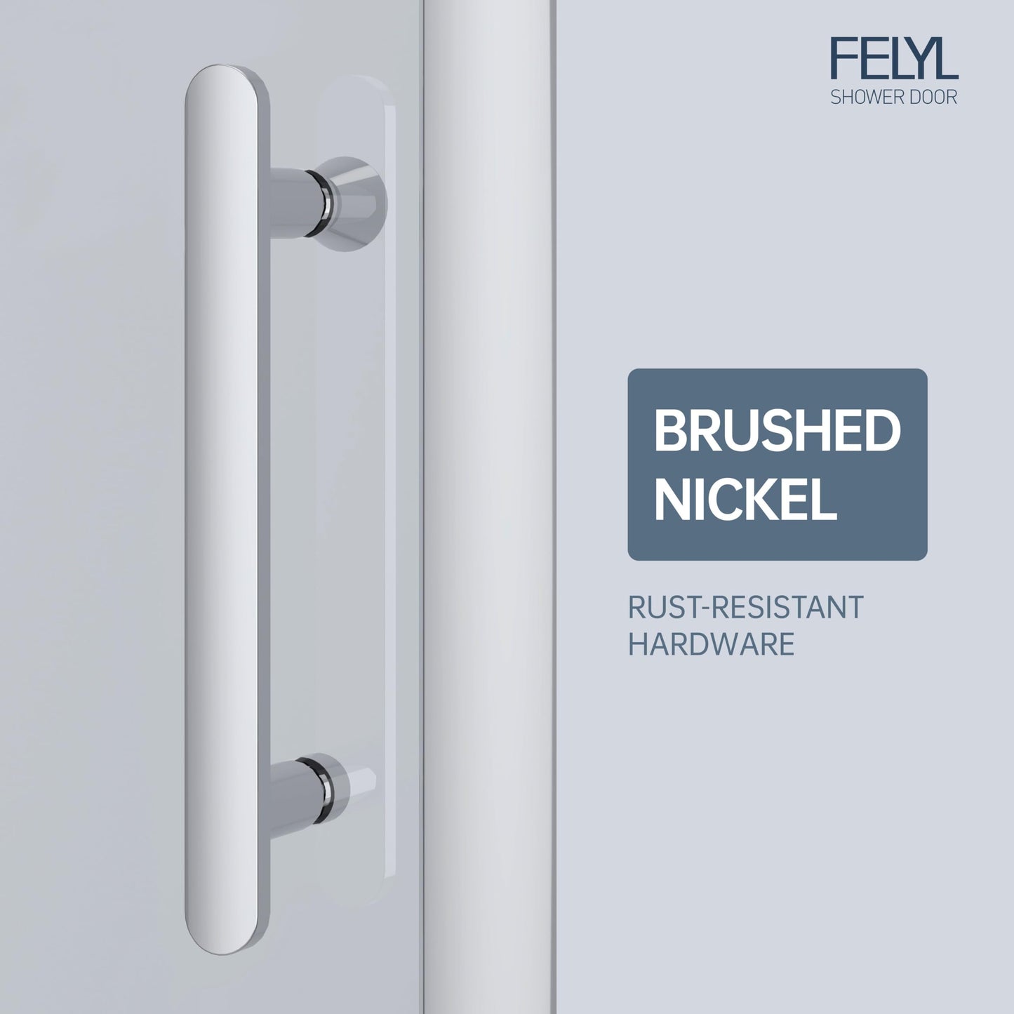 FELYL 72" Sliding Shower Door 67-72" W x 72" H, Chrome Finish, Single Sliding Door, Framed, Clear 1/4" (6mm) SGCC Tempered Glass, Reversible Installation