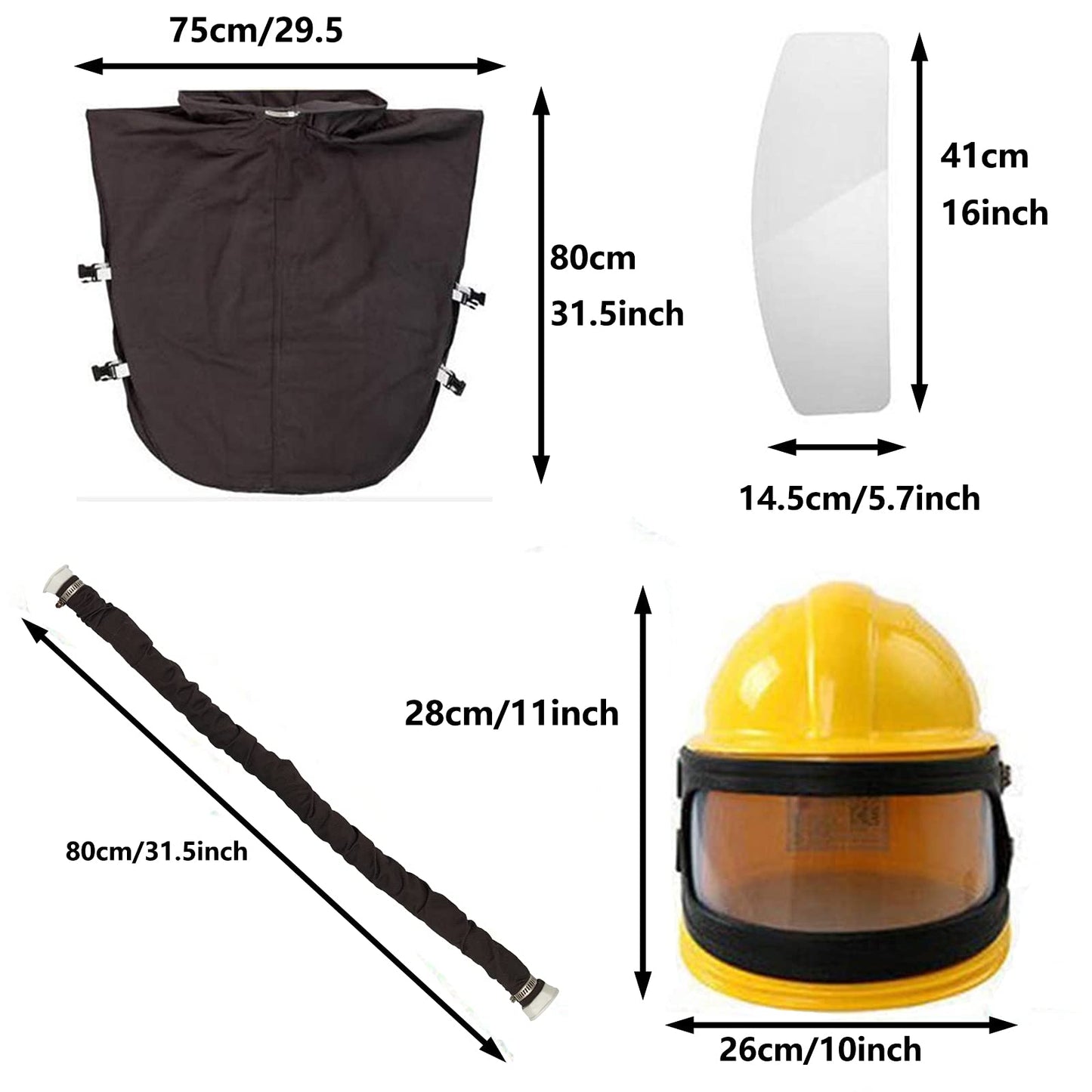 Sandblaster Helmet Safe Air Feed Sand Blast Helmet Shoulder Protective Sand Blast Hood Protector Sandblasting Thermostat 5 Pieces Outer Lenses (Yellow)