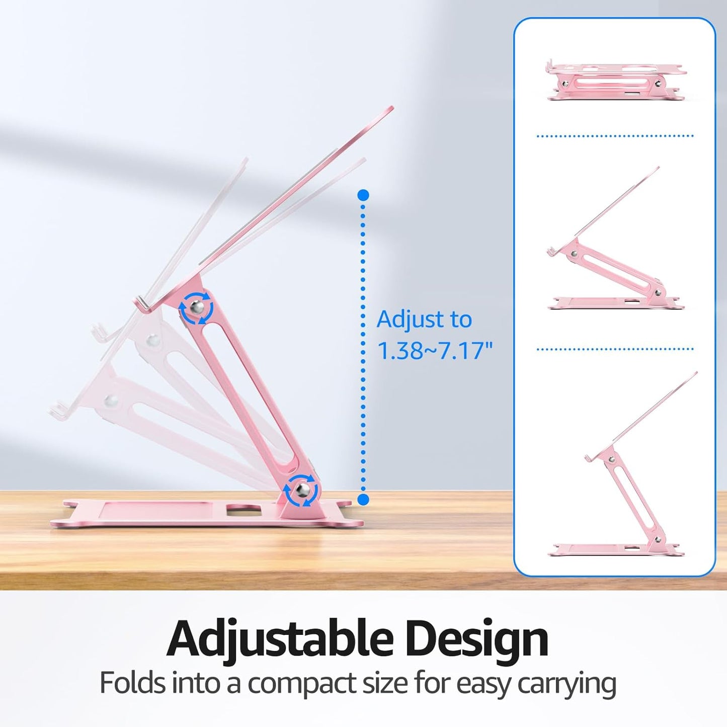 Urmust 10-15.6"(Rose Laptop Notebook Stand Holder Adjustable Laptop Stand Portable Computer Riser Compatible