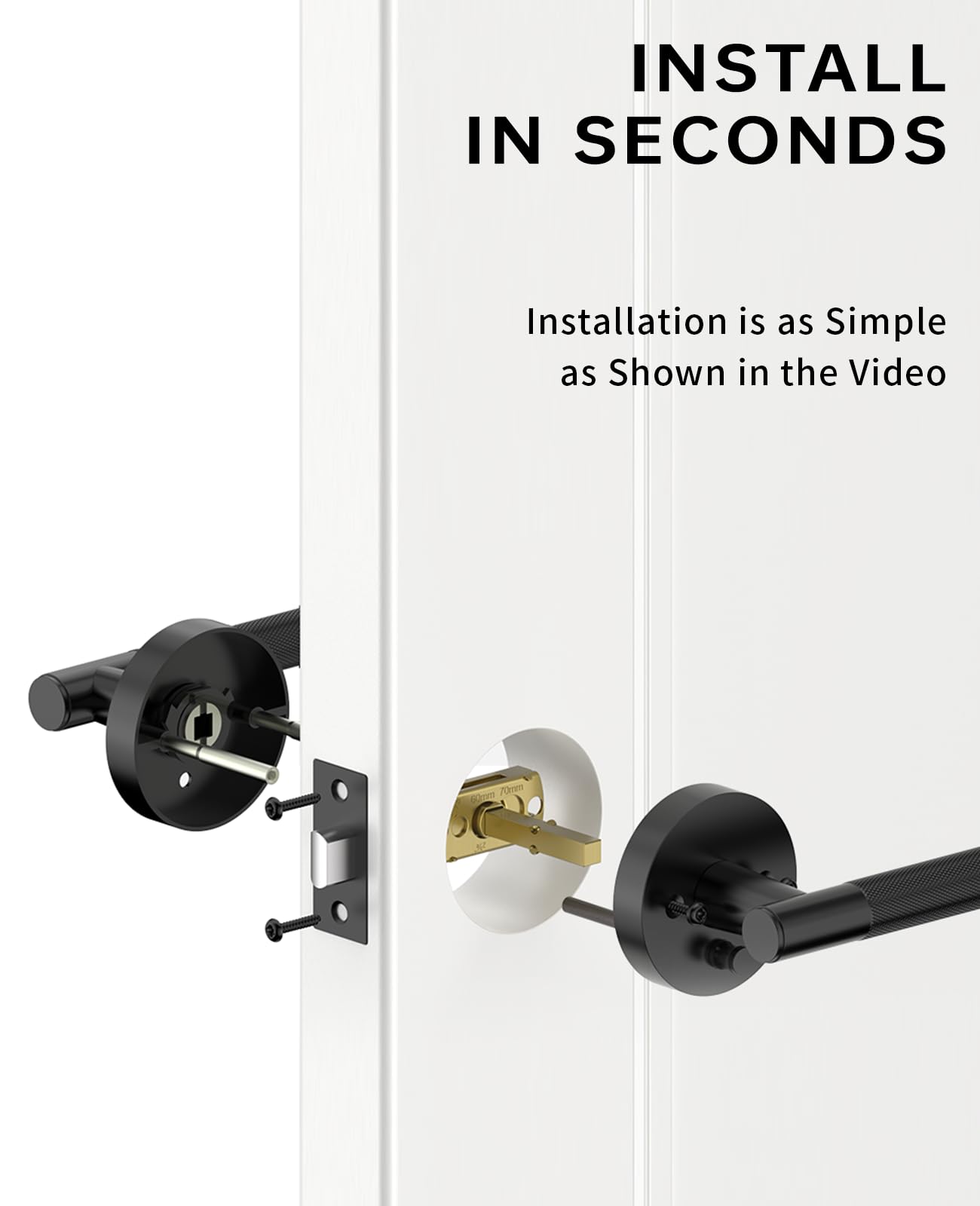 Asidrama 4 Pack Privacy Door Handles with Lock,Matte Black Door Handles Interior for Bedroom or Bathroom, Heavy Duty Black Door Levers, Reversible Keyless Turn Lock Interior Door Handle