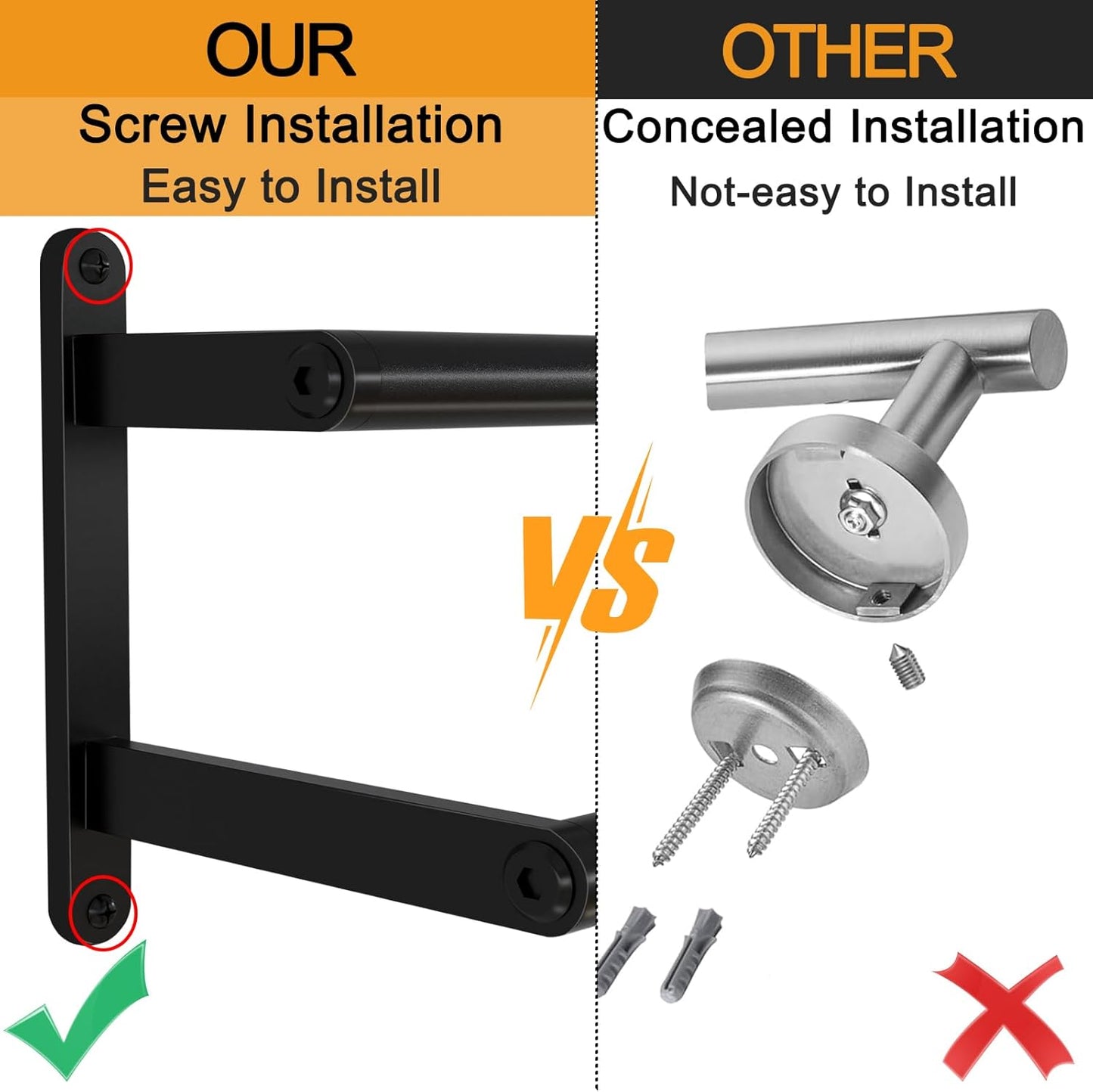Skiennix Double Towel Bar - 24-Inch Stainless Steel Wall-Mounted Towel Rack in Matte Black
