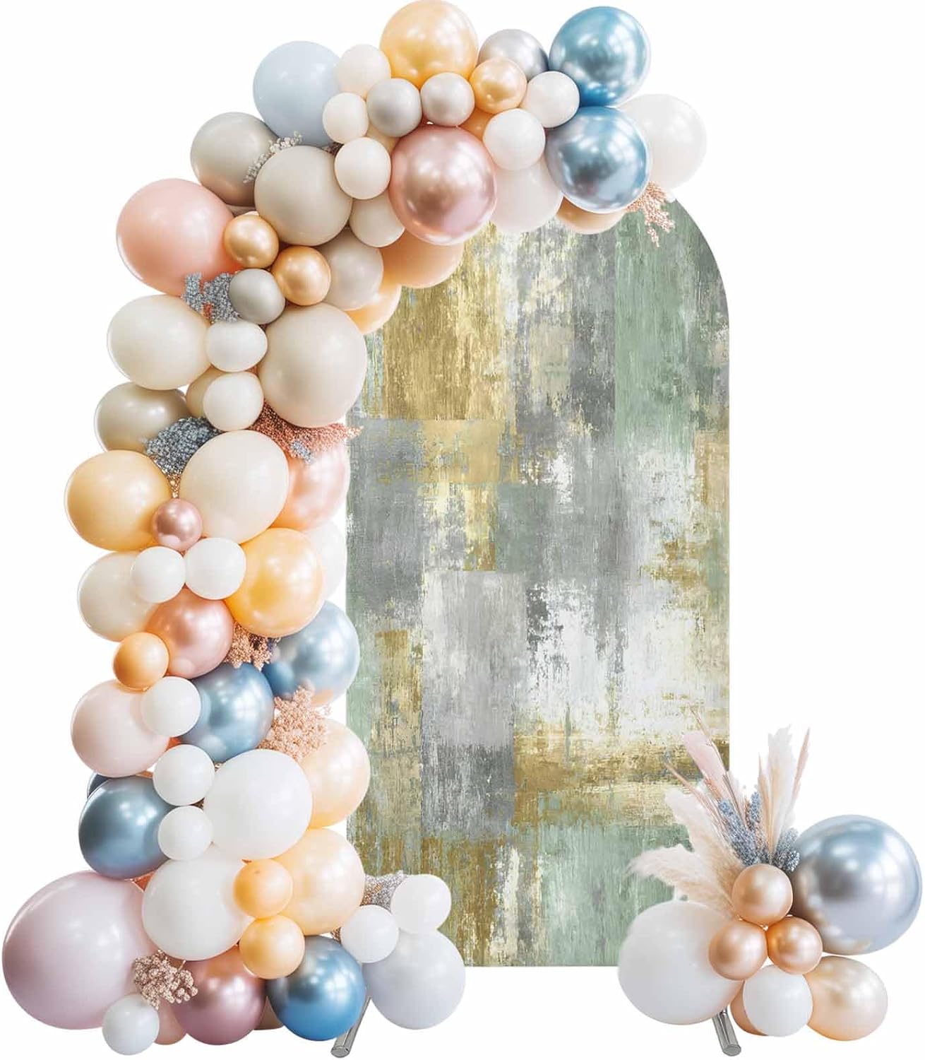 LFoveYuamer 7.2 Ft Arch Backdrop Cover, Yellow Sage Green Grey Decorative Wedding Arch Covers Spandex Fitted, Modern