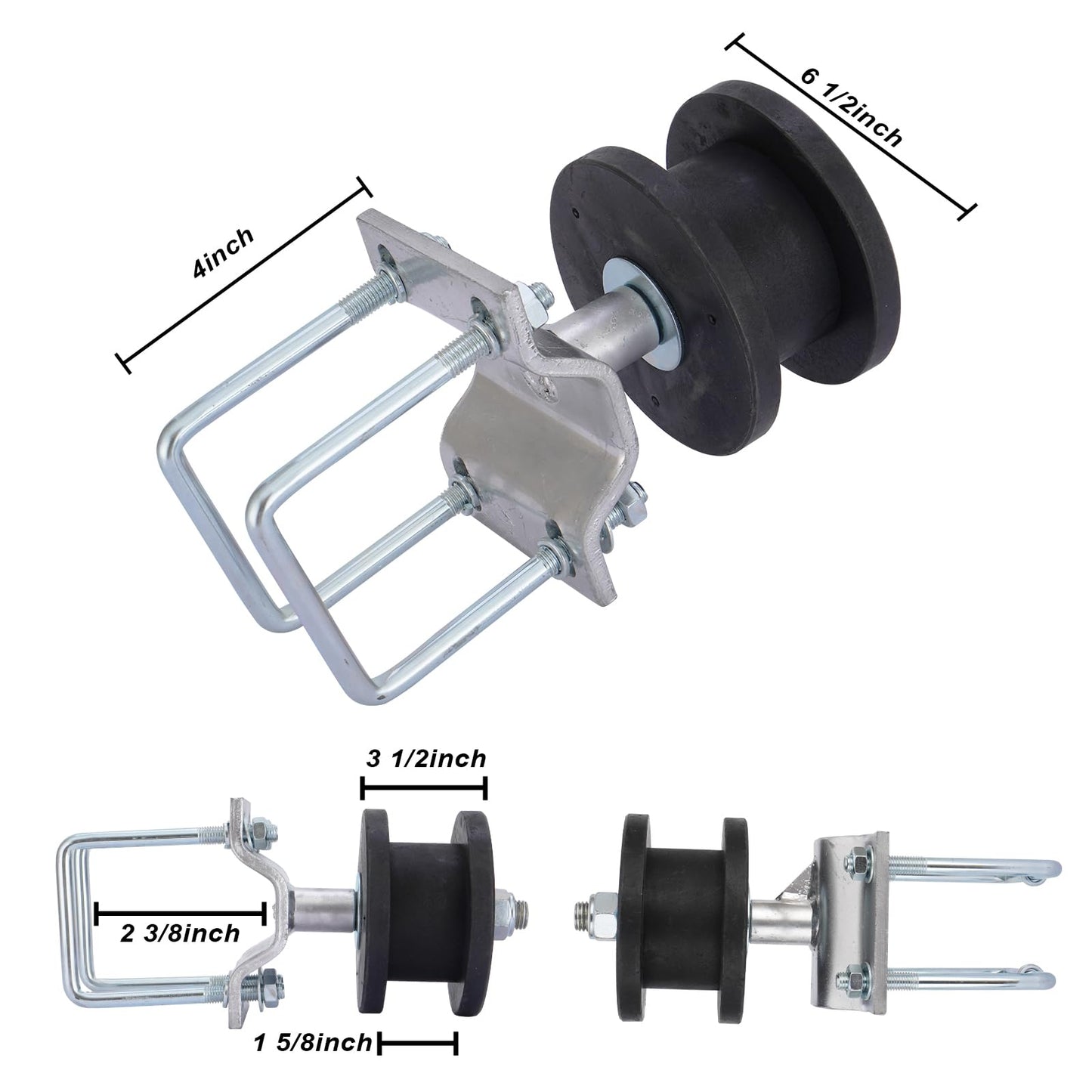 Sliding Gate Rollers for Chain Link Fence, Nylon Cantilever Gate Rollers for 4" Square Post, Fits 2" Gate Frames, Sliding Gate Kit Hardware, Pack of 4