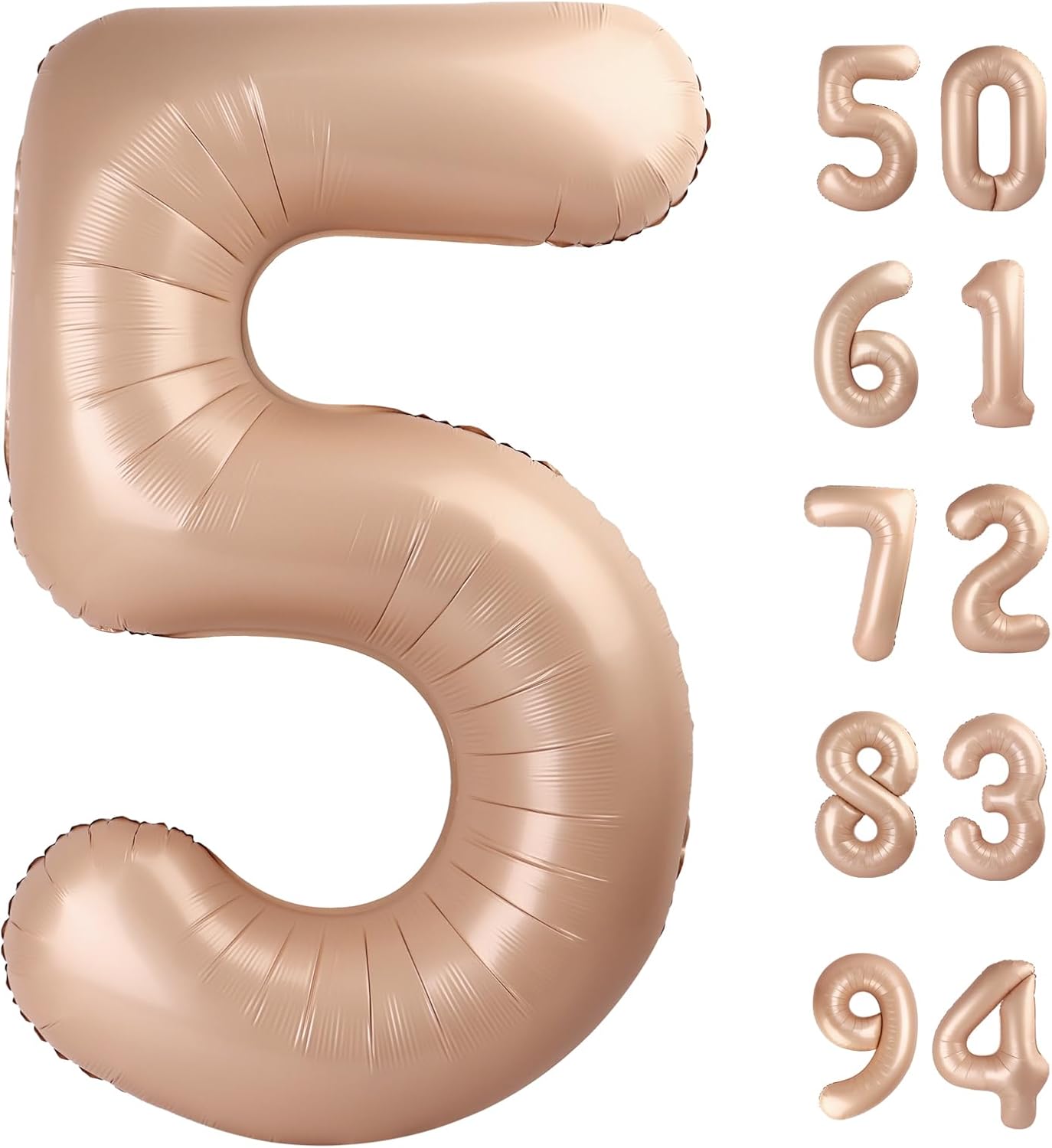 Tan Number 5 Balloon | 40-Inch Light Brown Birthday Decoration | Beige Party Supplies