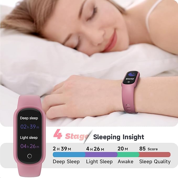 Fitness Tracker Watch with Heart Rate/Sleep Tracker/IP68 Waterproof, Activity Tracker with Pedometer Step Counter, Health Watch for Women with 14 Sports Compatible Android iOS, Parrot Pink
