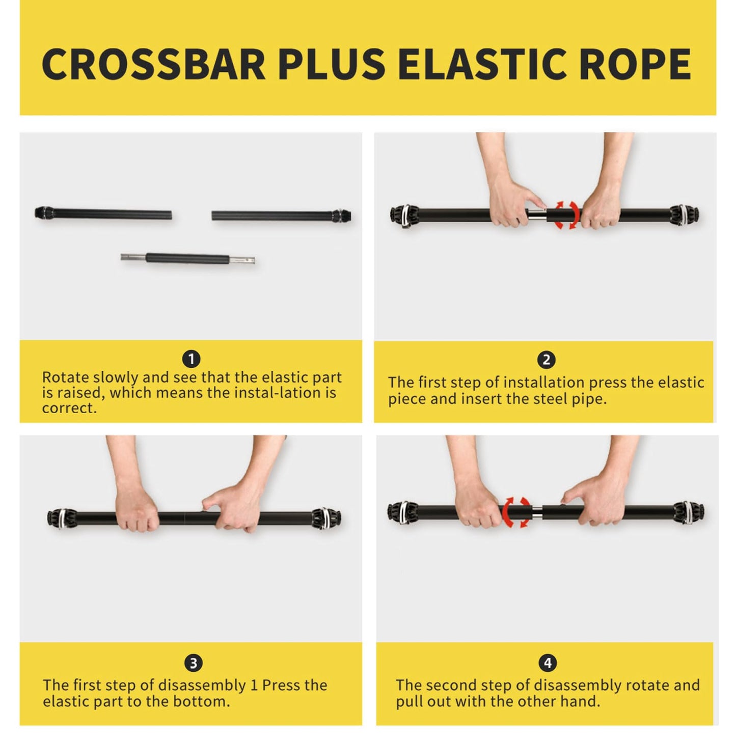 Resistance Band Bar, Portable Pilates Bar with Resistance Bands Home Gym Workouts Stick Squat Yoga Pilates Flexbands Kit for Full Body Shaping (43 Inch Bar + 4PCS Resistance Bands)…