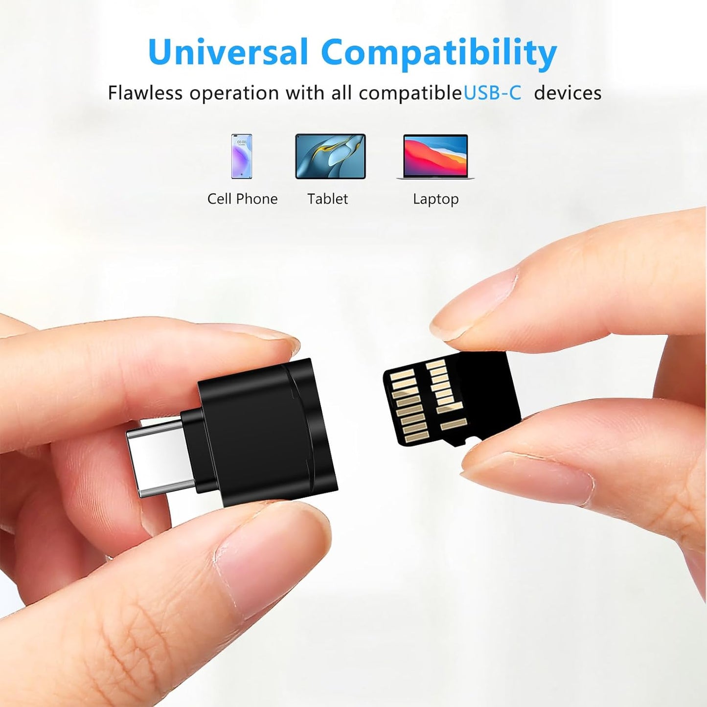 Seminer TF Card Reader, Micro SD Card Reader, Type C TF Memory Card Reader Adapter with USB C to USB Adapter Compatible